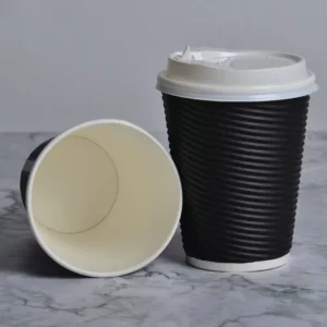 Factory Price Eco Friendly Corrugated Double Wall Ripple Paper Coffee Cup With Lid