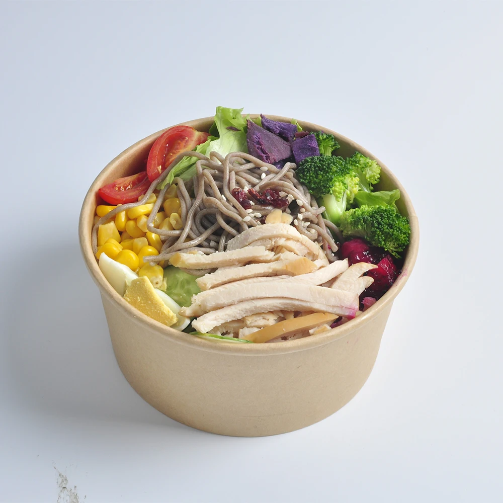 1000Ml Take Out Kraft Paper Bowl Lid Container Noodle Packaging Custom Disposable Biodegradable Soup Cup - Image 5
