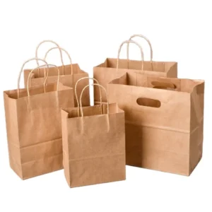 Custom Printed Your Own logo for Restaurant Catering Food Takeaway togo Packaging Kraft Brown Paper Bag with Handles