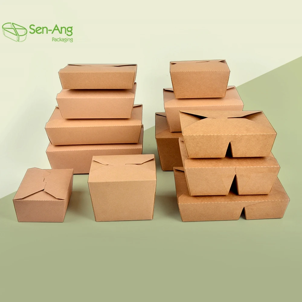 Wholesale Take Away Fast Food Packaging Rectangular Container 750Ml Kraft Paper Pastry Box - Image 4