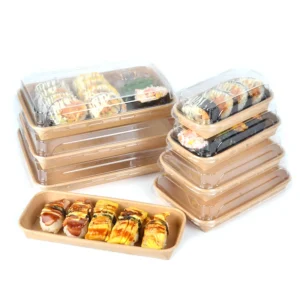 Factory Wholesale Fast Food Grade Paper Box Custom Fruit Salad Container Kraft Paper Sushi Box