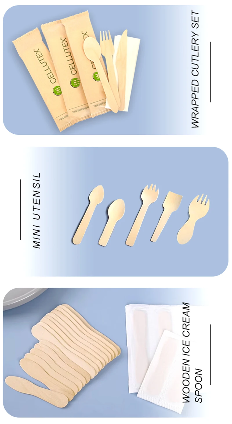 Disposable Packing Mini Cutlery Set Wooden Wooden Fork /knife and Paper Napkin Set - Image 5