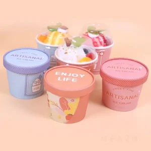 Wholesale Color Customized Paper Container Ice Cream Bucket Cup Bowl