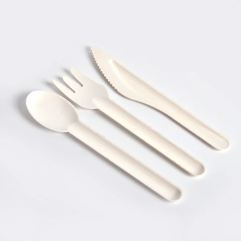 Biodegradable Compostable Bagasse Pulp Luxury Dinnerware Set Party Fork Knife Spoon Cutlery - Image 4