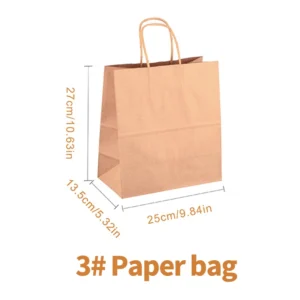 27*25*13.5 Brown Kraft Paper Twisted Handle Shopping Carrier Bag