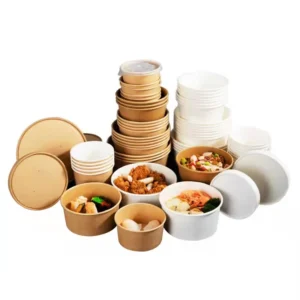 Disposable Eco-Friendly Customizable Kraft Paper Salad Bowls with Lid for Camping