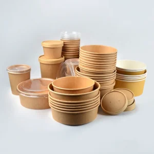 ODM OEM Disposable Round Brown Eco-Friendly Camping Customizable Kraft Paper Salad Bowl with PP/Paper Lid