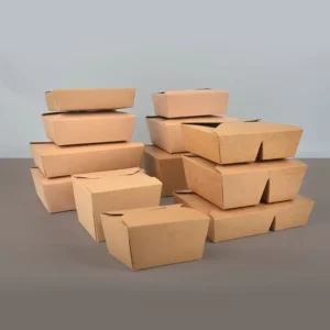 Large Capacity Paper Takeaway Take Out Container Microwaveable 2100Ml Kraft Box Disposable
