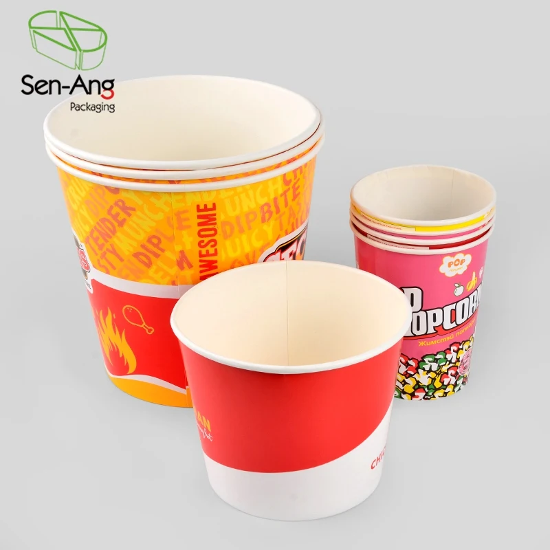 Porridge Soup Paper Bowl Cup Custom Eco-Friendly Fry Takeaway Fried Chicken Popcorn Bucket Packaging