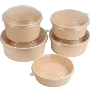 Disposable Food Grade Biodegradable Eco Paper Food Container Kraft Paper Soup Bowl 500ml
