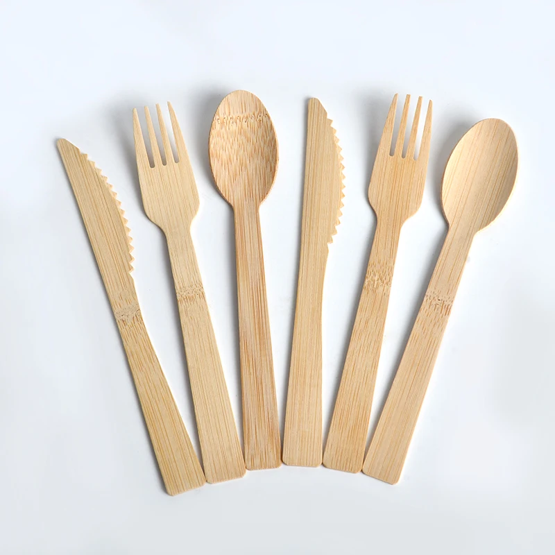 Disposable Eco-Friendly Biodegradable Fork Spoon Knife Bamboo Utensils Dinnerware Cutlery Tableware Set Napkins - Image 4