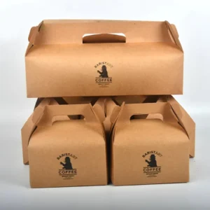 Custom Paper Gable Donut With Handle Food Packaging for Cake Box Bakery Box Cake Packaging