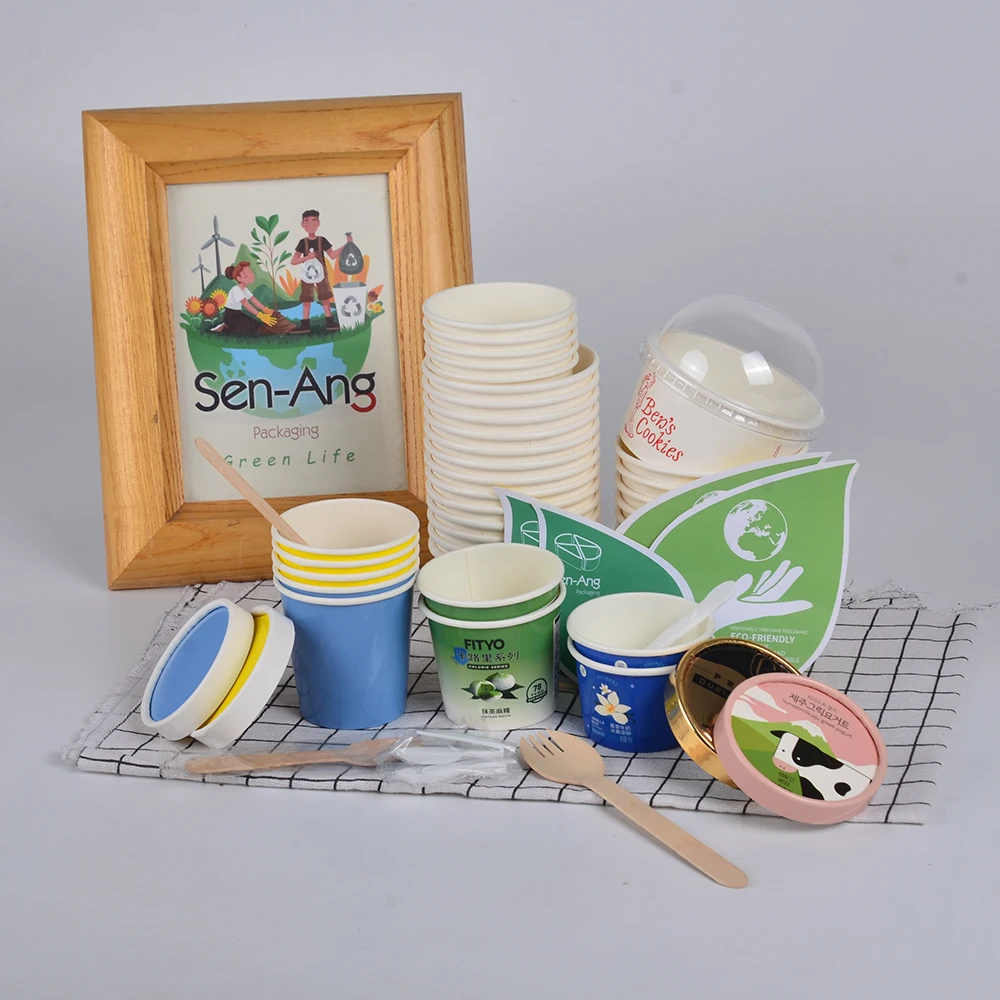 Printed Logo Disposable 7oz 8oz 20oz 24oz 9oz 12oz 14oz Frozen Yogurt Ice Cream Paper Packaging Cup - Image 2