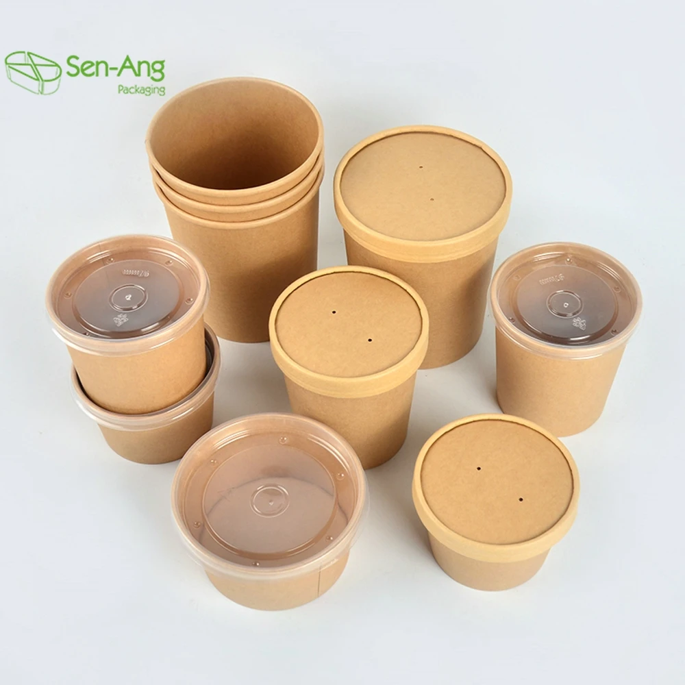 New Product Emergency Soup Insulated Kraft Paper Porridge Bowl Pe Coating Papersoup 32Oz Food Bucket - Image 4