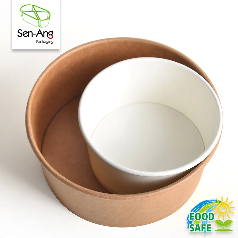 500ml 750ml 1000ml 1300ml Printed Disposable Kraft Paper Bowl Take Away Bowl clear Lid - Image 4