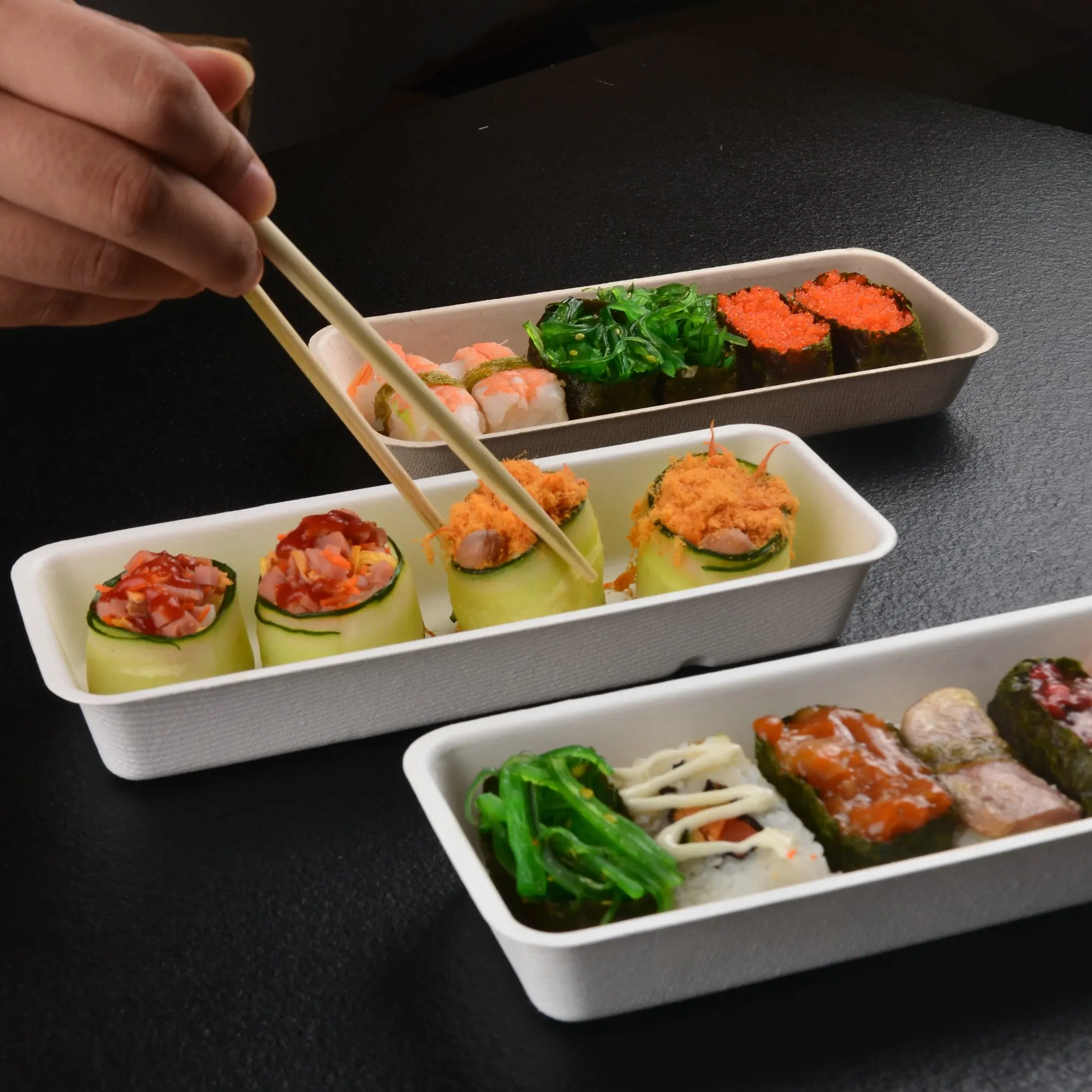 Zuckerrohr Xxl Wooden Wood Verpackung White Card Board Food Grade Sushi Container Box - Image 6