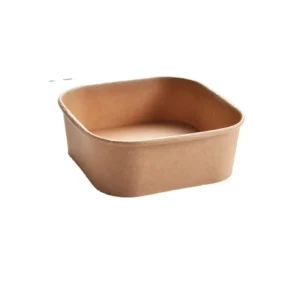 Disposable Eco Paper Square Salad Bowls With Lids Paper Bowl Take Away Packaging Container