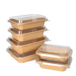Ready Bulk Kraft Paper Bowl 700ml Hot Food Take Out Packaging Disposable Octagonal Paper Bowl Rectangle
