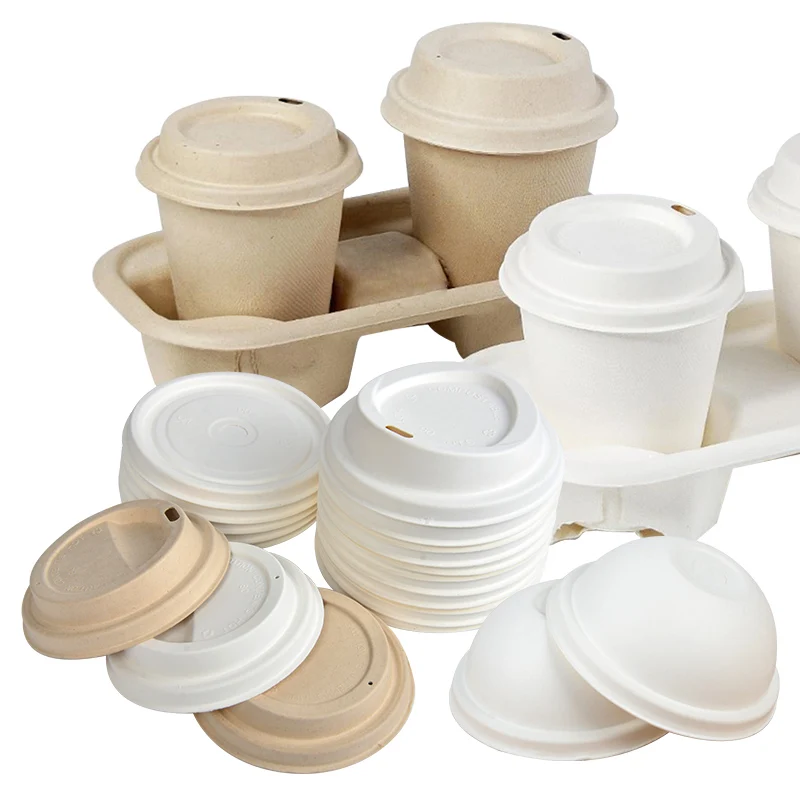 Eco Friendly Disposable Bagasse Sugarcane 100% Compostable PFAS Free Cup Lid for 8OZ 12OZ 16OZ Paper Cup - Image 2