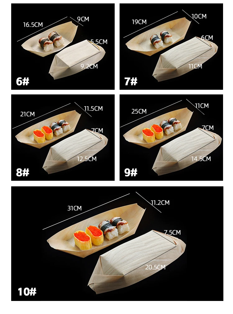 Hot Selling Sushi Wooden Boat Biodegradable Eco-friendly Disposable Natural Pine Wooden Boat/Cone/Plate for Party - Image 4