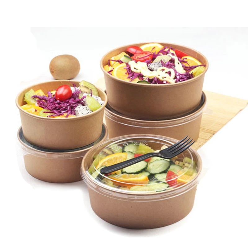 Customized Design Containers Wholesale Eco-friendly 1300ml Soup Salad Cups With Lid Food Paper Bowl Kraft - Image 5