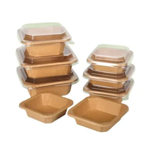 Kraft Paper Fast Food Takeaway Octagonal Portable Bowl Food Lunch Box With Lid 650ml