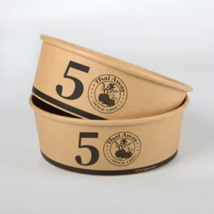 Eco-friendly Round Kraft Paper Bowl 500ml 750ml 1000ml 1300ml 1500ml Disposable Bowl with Lid 100 Sets of Salad Bowl