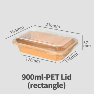 High Quality 900ml Disposable Bowls for Party Take Out Rice Packaging Kraft Paper Rectangle Octagonal Bowl