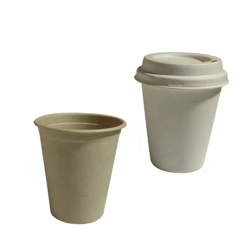 Custom Biodegradable Coffee Cup Disposable Bagass Pulp Coffee Hot Drink Pack Cup with Lid