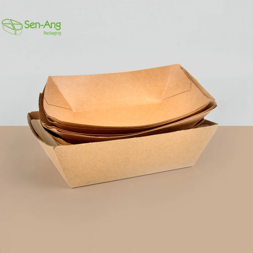 Promotion Chip Box 12Oz Boat Shape for Restaurant Kraft Paper Ship Type Tray - Image 4