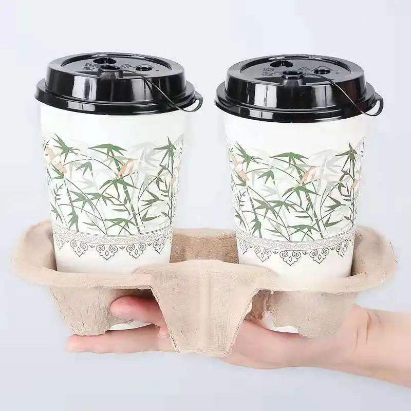 Custom Paper Pulp 2 4 Compartment Coffee Paper Cup Carrier Tray - Image 2