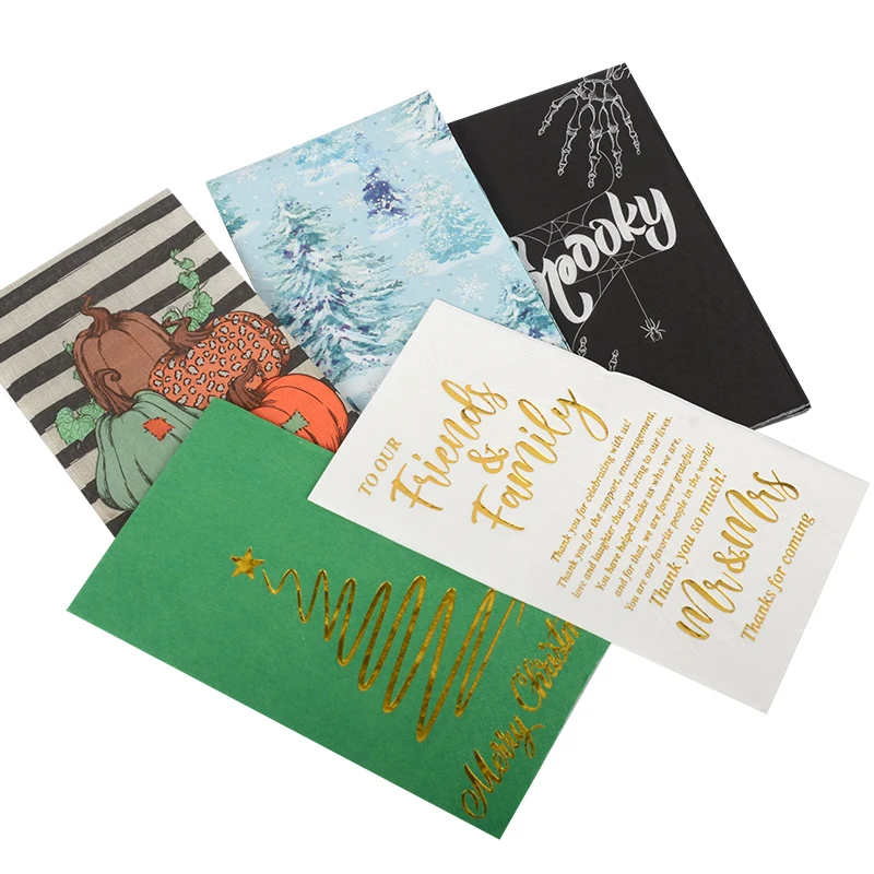 Disposable Restaurant Custom Logo Wedding Party Tissue Paper Napkins Gold Foil Paper Dinner Paper Napkins - Image 5