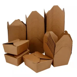 1400ML Disposable Eco-Friendly Kraft Paper Lunch Takeout Box with Matt Lamination for Sushi Salad & Fast Food Packaging