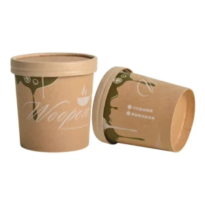 Best Price Disposable Container Takeway Bowl Customized Lid Away Packing Cup Kraft Paper Take Way Soup Bucket