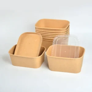 Packaging Kraft 1500Ml Takeaway Container Take Away Box Salad With Lid Paper Bowl