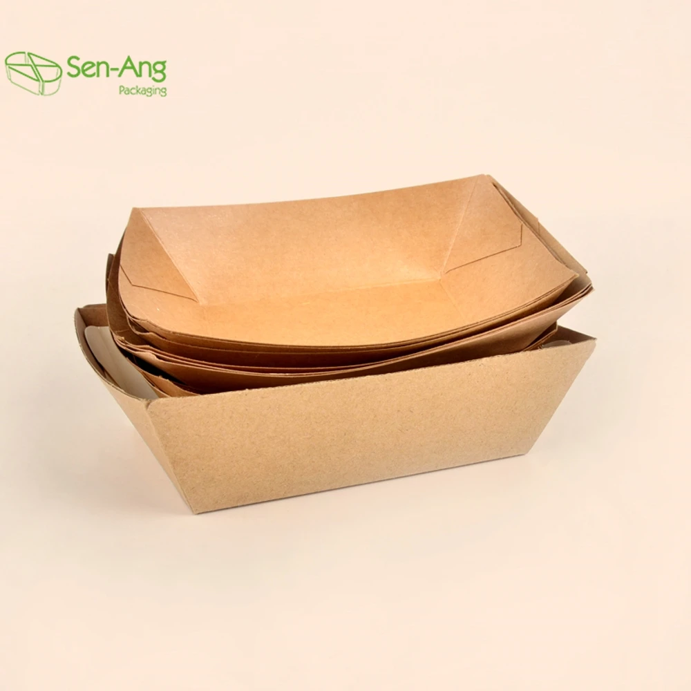 Promotion Chip Box 12Oz Boat Shape for Restaurant Kraft Paper Ship Type Tray - Image 2