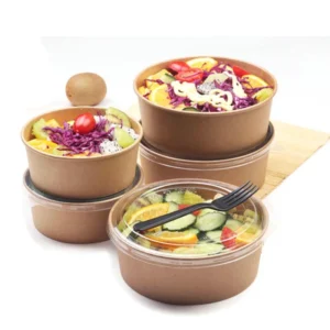 ODM OEM Emballages Alimentaires Round Brown Eco-Friendly Take Away Salad Fast Packaging Paper Kraft Bowl