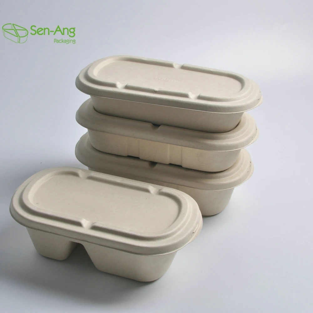 Disposable 700ml 850ml 1000ml Paper Pulp Bagasse Sugarcane Biodegradable Packaging for Food - Image 2