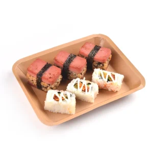 Kraft Paper Food Tray. Disposable Kraft Paper Tray. Oil and Waterproof Fast Food Paper Tray