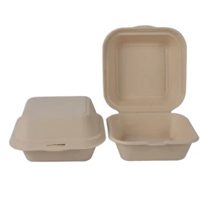 Biodegradable Prueba De Grasa 6x6 Clamshell to Go Desechable Apto Para Microondas Con Tapa Con Bisagrass Cajas De Transporte