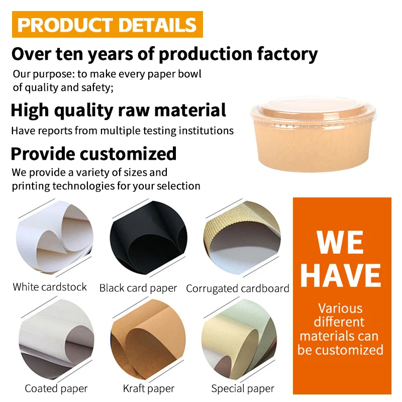 Food Grade Kraft Paper Bowl Eco-friendly Disposable Paper Bowl for Salad - Image 5