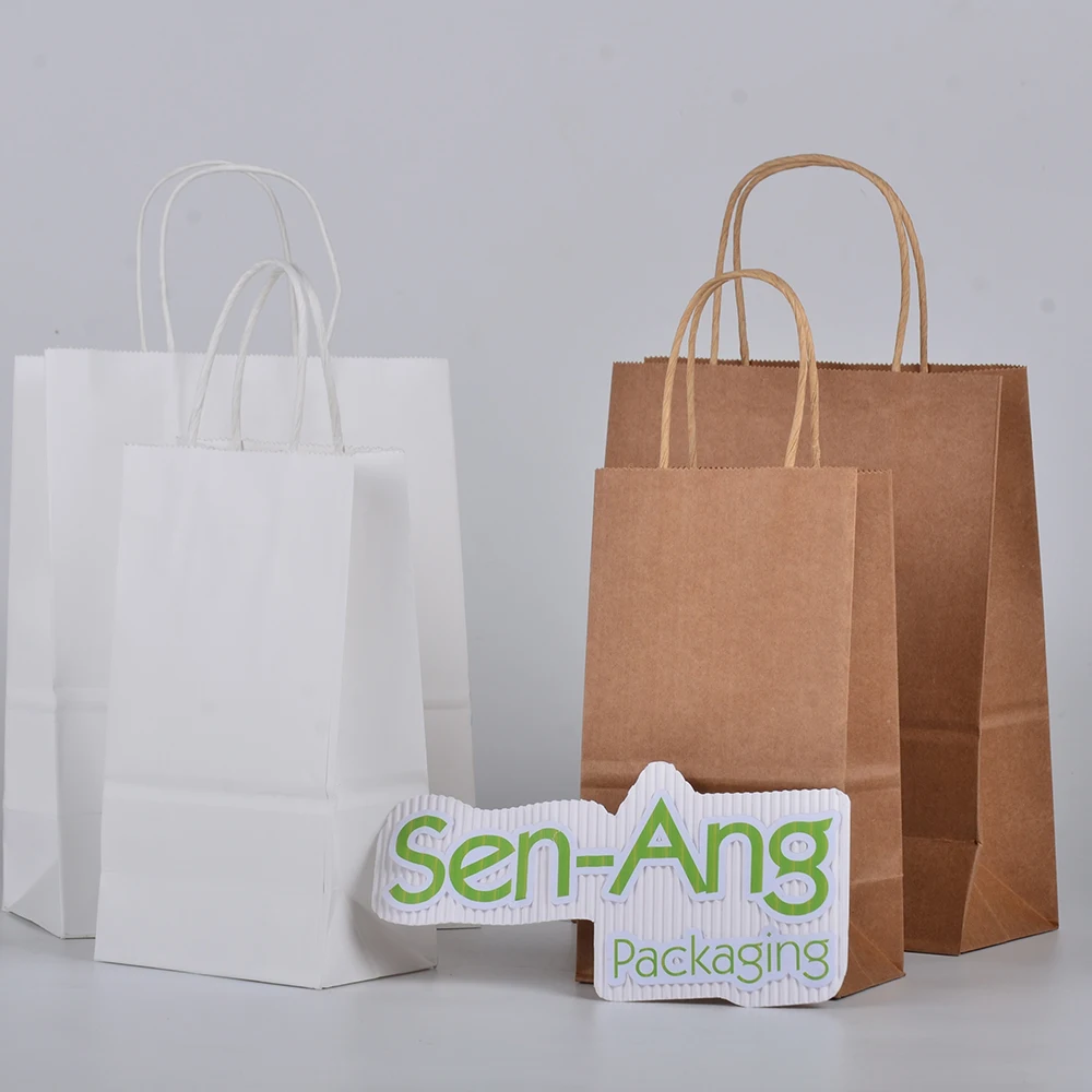 Best Selling 50 Pc Shopping Promotion Supermarket Your Own Logo Flexo Printed Eco-friendly Recyclable Kraft Paper Bags - Image 2