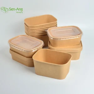 Factory Wholesale Plastic 750Ml Salad With Lid Dispos Kraft Paper Take Away Bowl