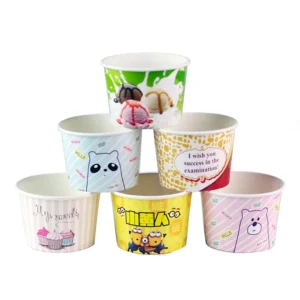 Multi Size Printed Logo Cup Disposable 6 7 8 16 20 22 24 9 10 12 14 Oz Take Away Paper Ice Cream Bowl
