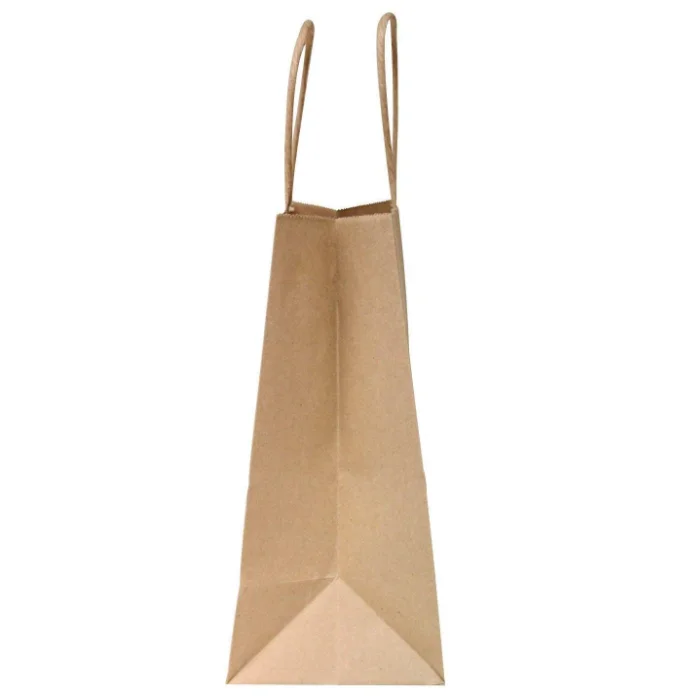 Custom Your Own Logo Size Color Cheap Food Take Away Bown Kraft Paper Bag with Handle - Image 5