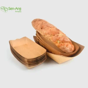 Food Trayclamshell Eco Tray Sushi Cardboard Black for Bubble Waffle Kraft Boat Shaped Paper Snack Box