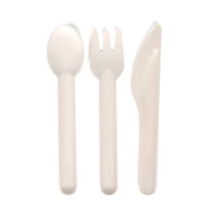 Biodegradable Compostable Bagasse Pulp Luxury Dinnerware Set Party Fork Knife Spoon Cutlery