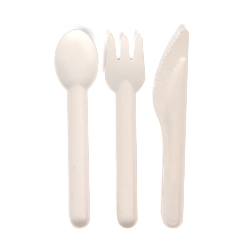 Biodegradable Compostable Bagasse Pulp Luxury Dinnerware Set Party Fork Knife Spoon Cutlery