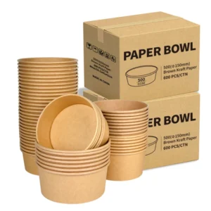 Soup Container Delivery Package With Take Away Salad Lid Pet pp Rectangle Takeaway Kraft Paper Bowl