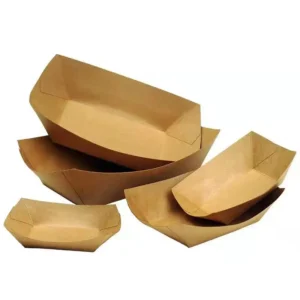 Factory Outlet  Kraft Paper Food Packaging Box Boat Shape Tray  for Restaurant